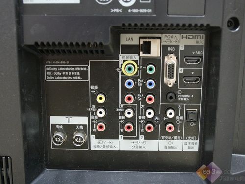 索尼KDL-46HX700背部接口及側(cè)置按鍵